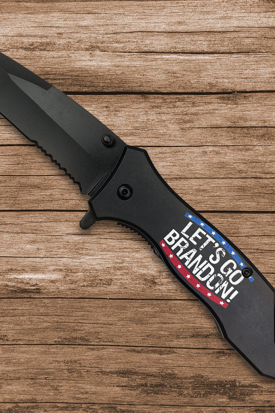 7 1/2 Spring Assisted Knife " Let's Go Brandon" Red & Blue