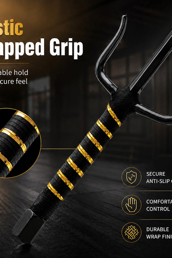 21" Black Sai with black/gold plastic wrapped handle.