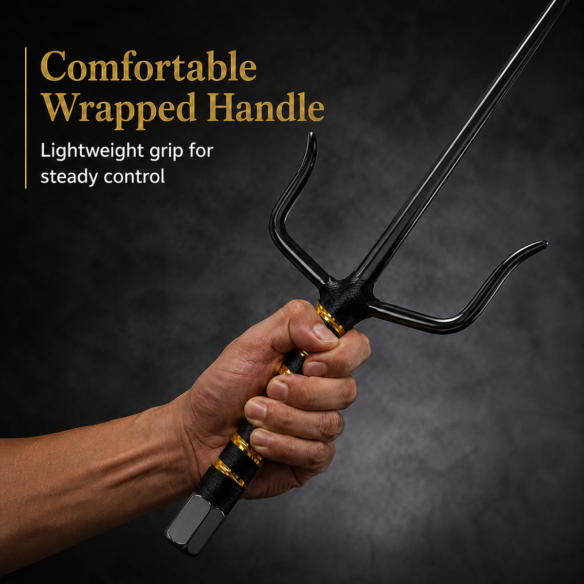 21" Black Sai with black/gold plastic wrapped handle.