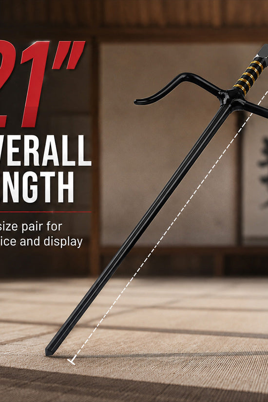 21" Black Sai with black/gold plastic wrapped handle.