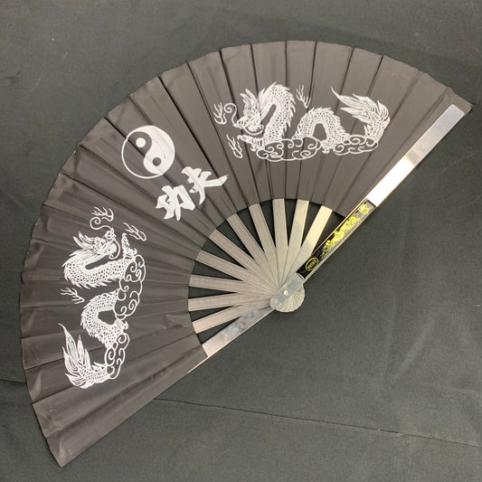 13 1/2" X 26" Steel black kung fu fan