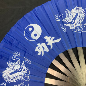 Black Kung Fu Fan in Blue