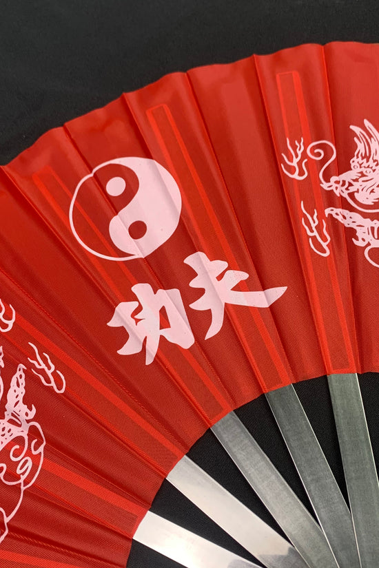 Black Kung Fu Fan in Red