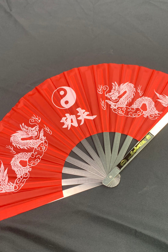 Black Kung Fu Fan in Red