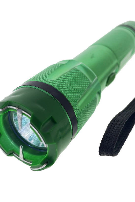 6.75" Green Rechargeable Stun Gun with Flashlight