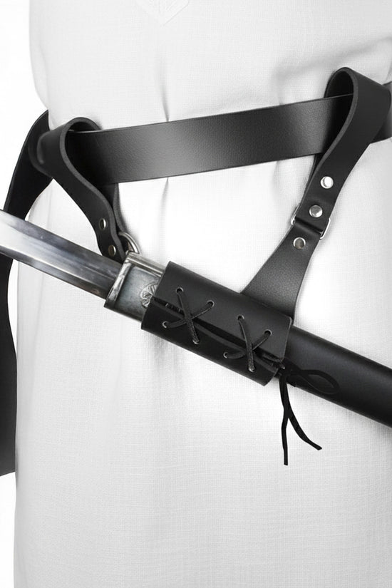 8" x 8" Faux Leather Medieval Rapier Sword Frog Black