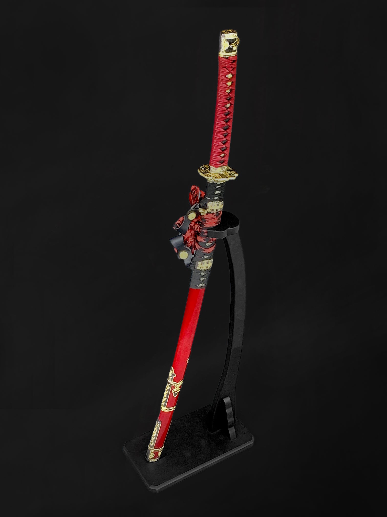 22" Shotgun & Samurai Sword Display Stand Premium Wooden Weapon Stand