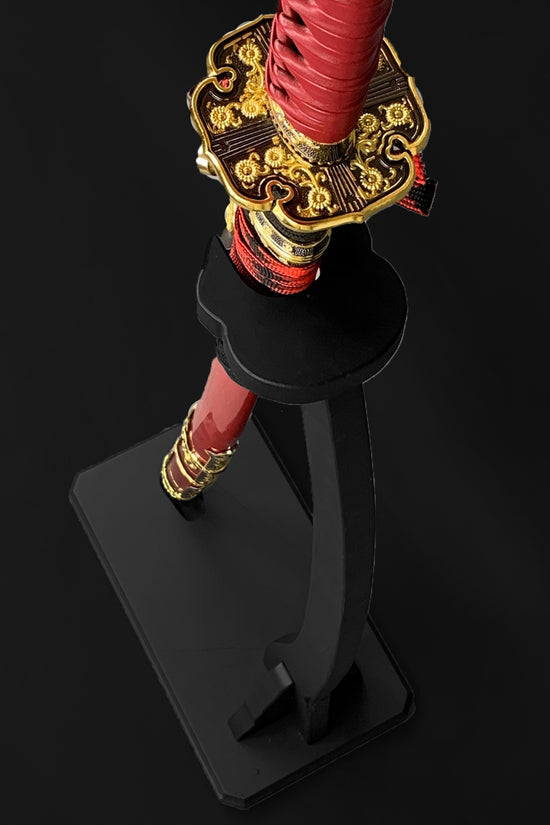 22" Shotgun & Samurai Sword Display Stand Premium Wooden Weapon Stand