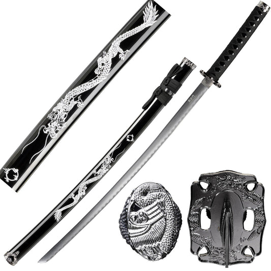 Black Dragon 39.5-Inch Samurai Sword with Stand | SA123BK-DGS