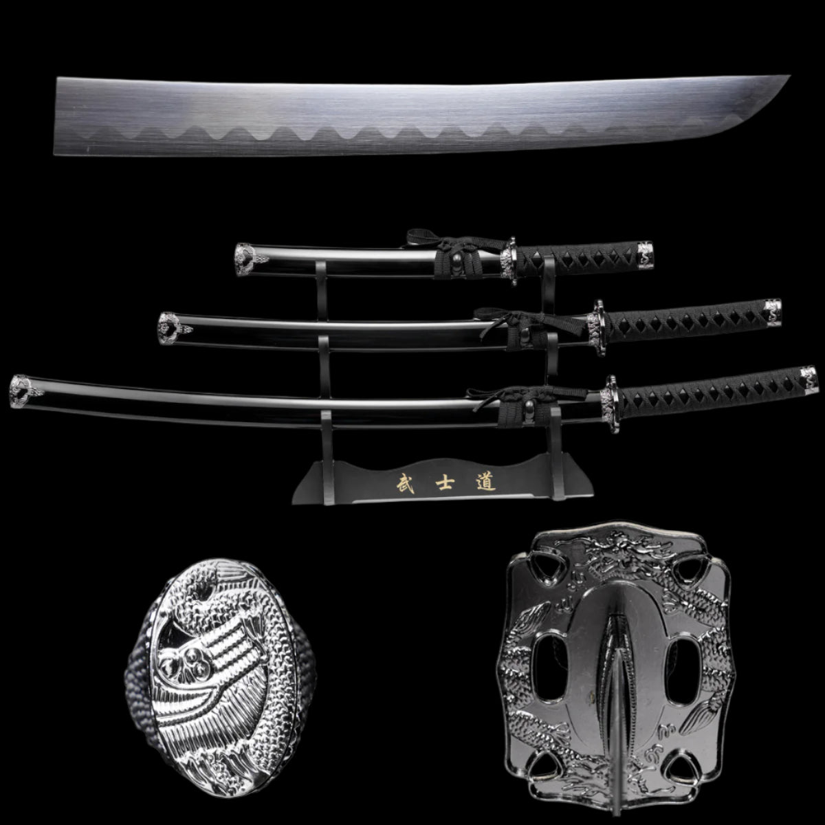 3Pcs Samurai sword set, Plastic scabbard