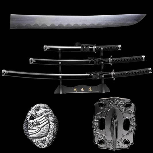3Pcs Samurai sword set, Plastic scabbard