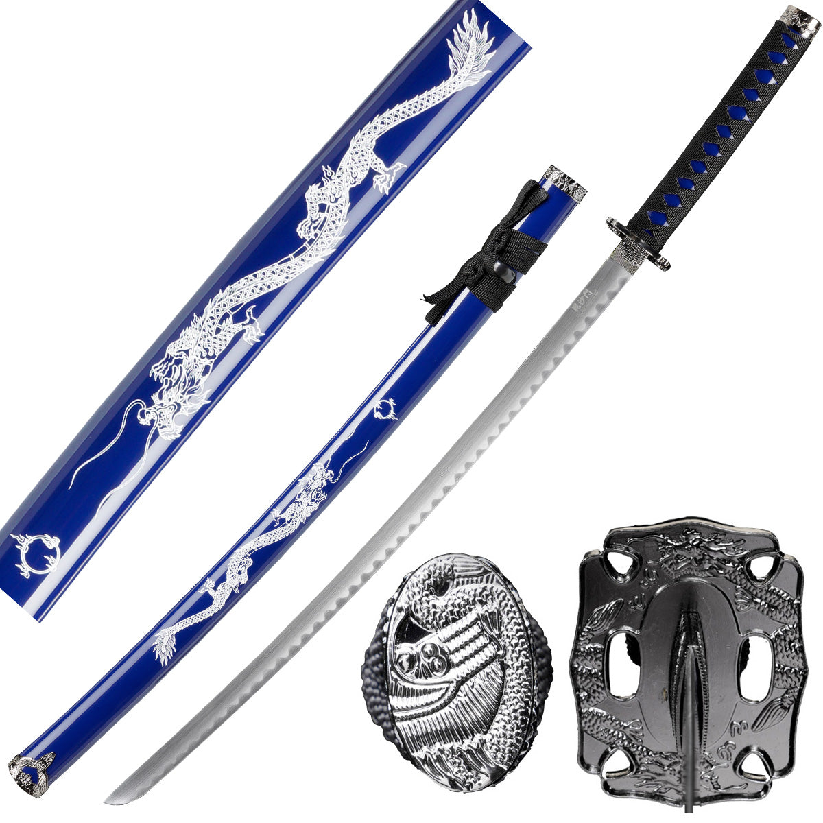 Blue 39.5-Inch Samurai Sword with Stand | SA123BL-DGS
