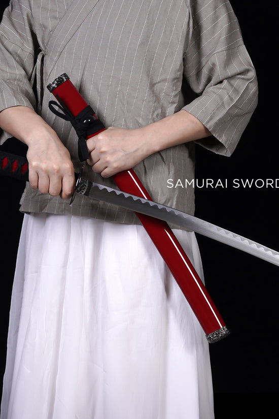 3 PCS Samurai Sword Set - Red Katana , Wakizashi and Tanto Set