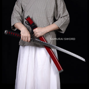3 PCS Samurai Sword Set - Red Katana , Wakizashi and Tanto Set