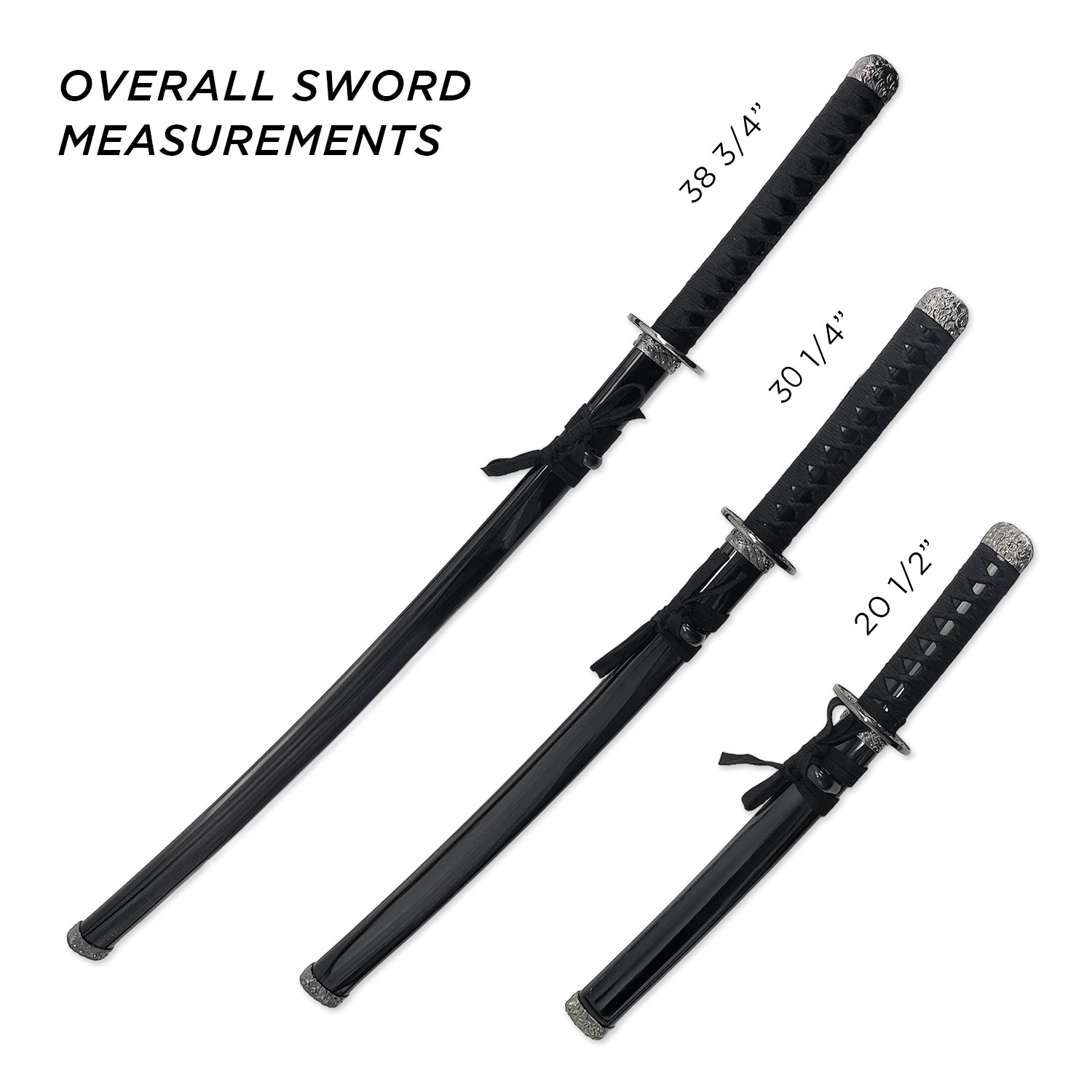 3Pcs Samurai sword set, Plastic scabbard