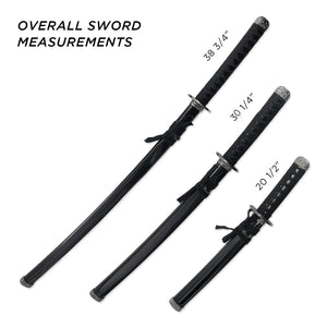3Pcs Samurai sword set, Plastic scabbard