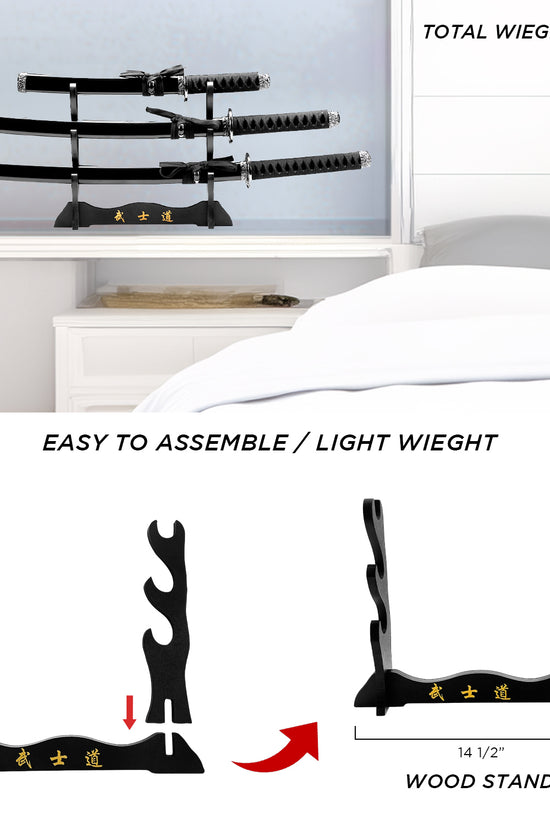 3Pcs Samurai sword set, Plastic scabbard