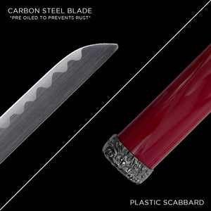 3 PCS Samurai Sword Set - Red Katana , Wakizashi and Tanto Set