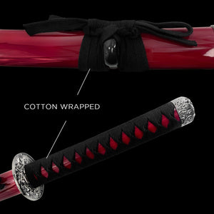 3 PCS Samurai Sword Set - Red Katana , Wakizashi and Tanto Set