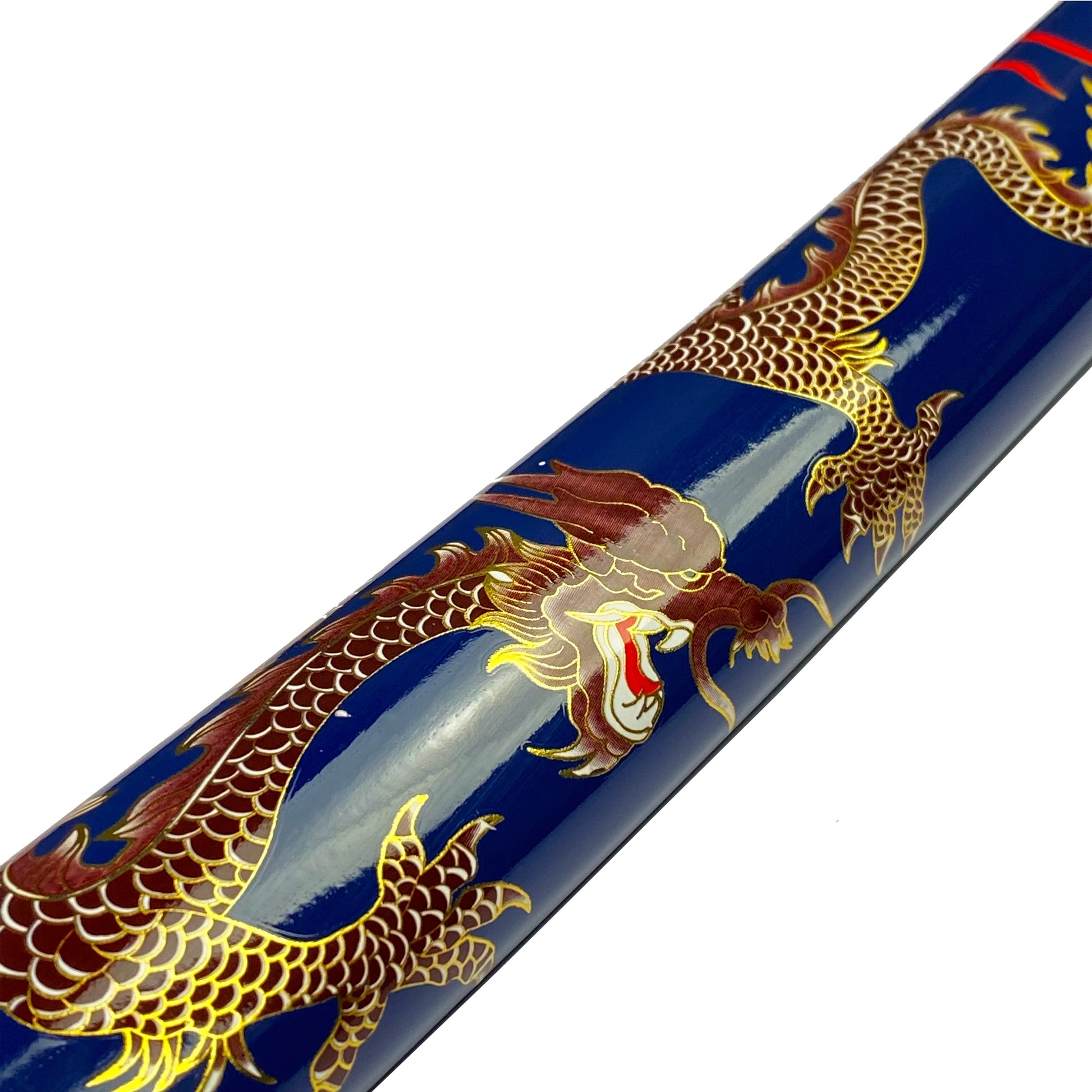 Bishamon Dragon on Scabbard Blue Samurai Sword w/ Stand Set