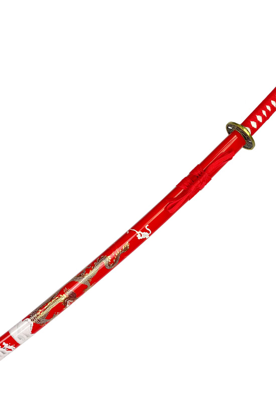 42 1/2" Samurai sword red dragon scabbard  w/stand
