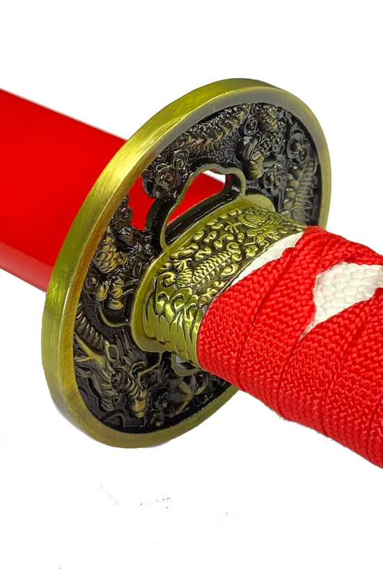 42 1/2" Samurai sword red dragon scabbard  w/stand