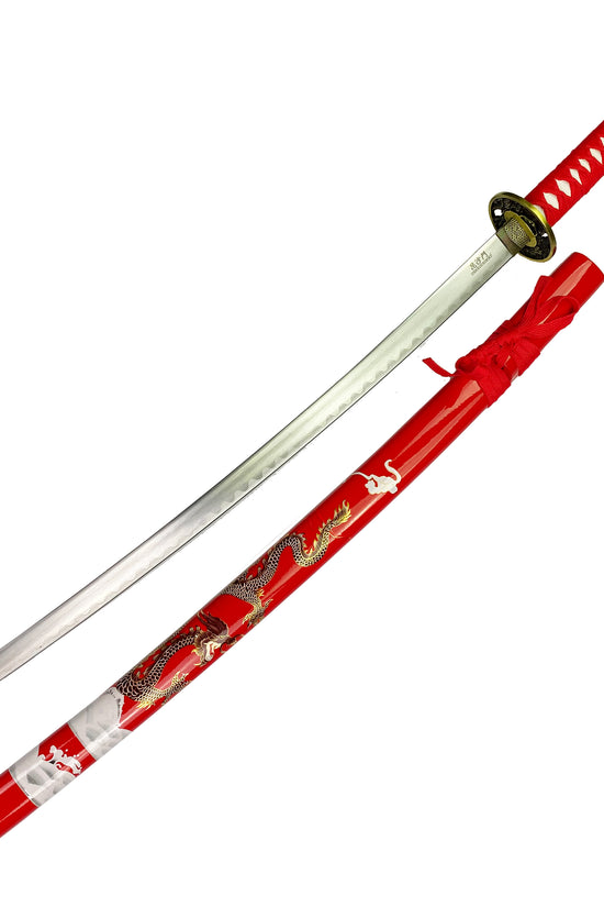 42 1/2" Samurai sword red dragon scabbard  w/stand
