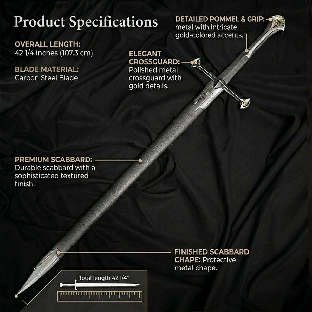 King's One Hand Sword - Authentic Medieval Blade