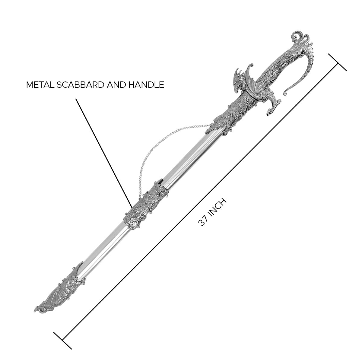 36.75" Silver Dragon Sword