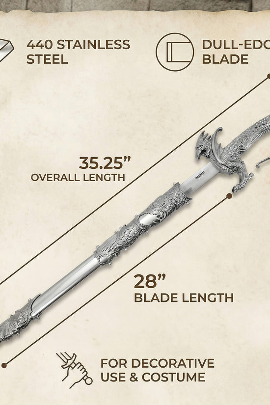 36.75" Silver Dragon Sword
