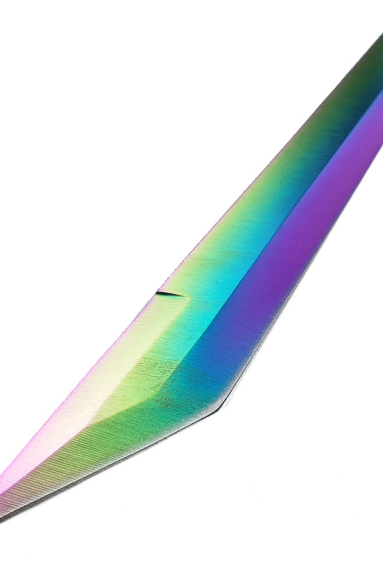 Rainbow titanium coated knife blade tip