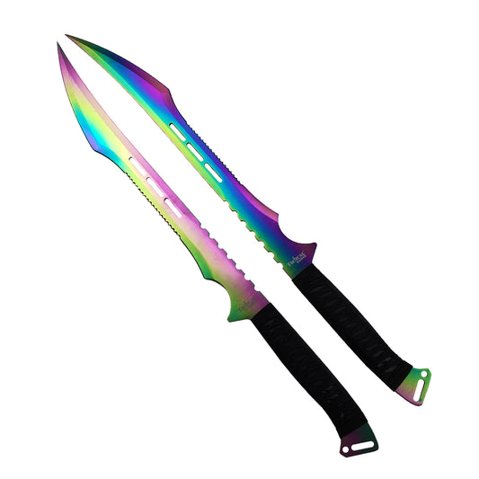 Tactical Master 27" Twin Tactical Machete Set (Rainbow)