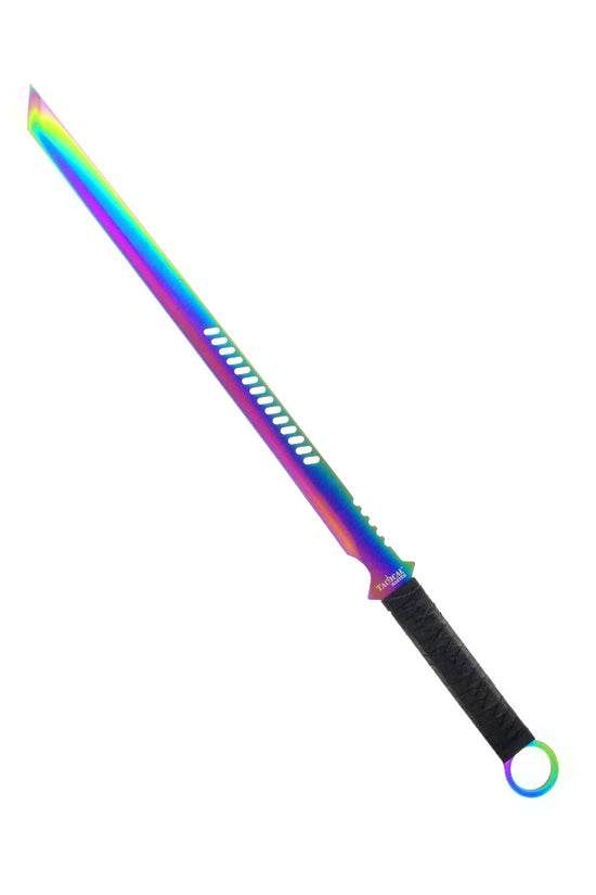 Tactical Master 27" Rainbow Machete Tanto Blade with 2 pcs 6" Throwing Knife