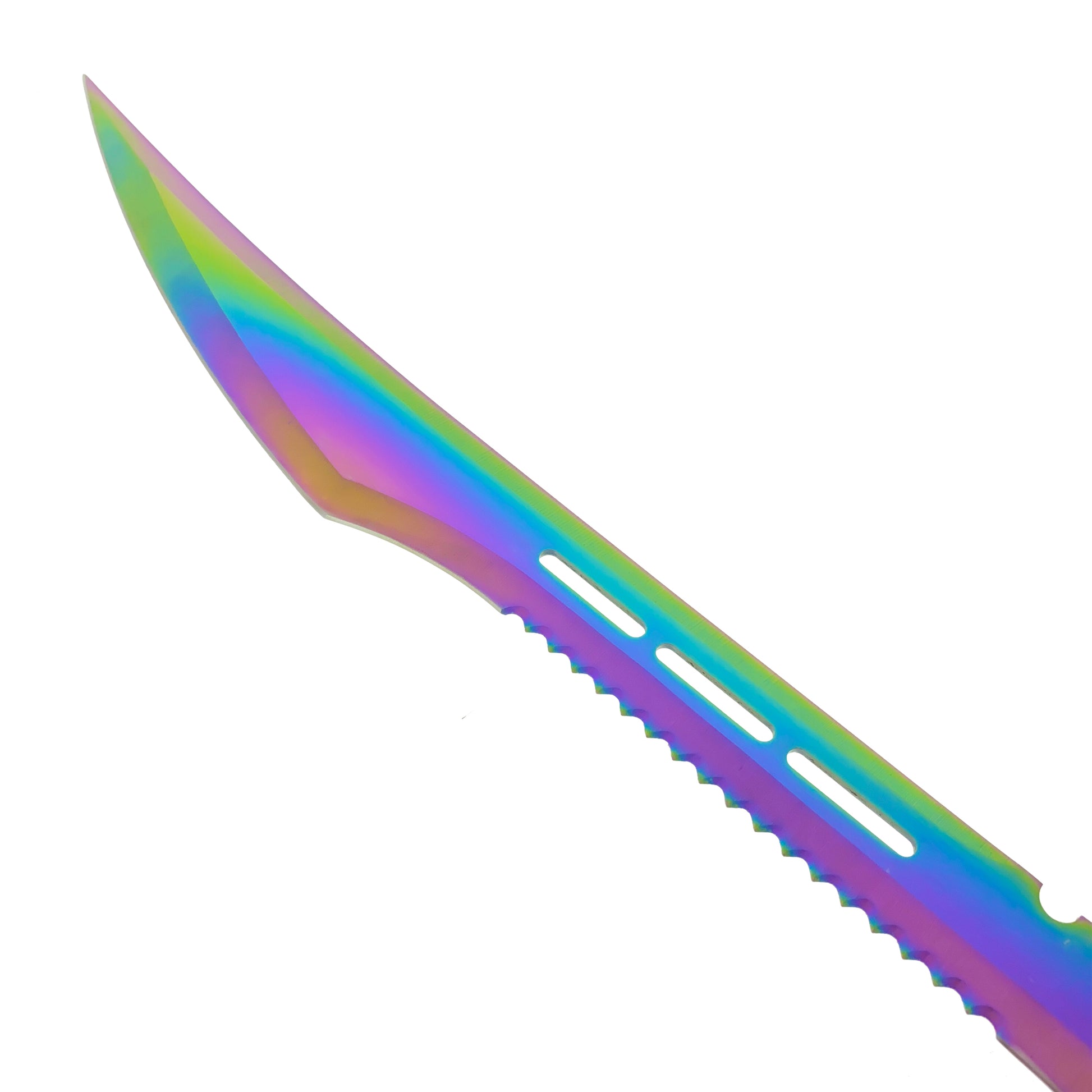28" Rainbow Machete w 3 Throwing Knives