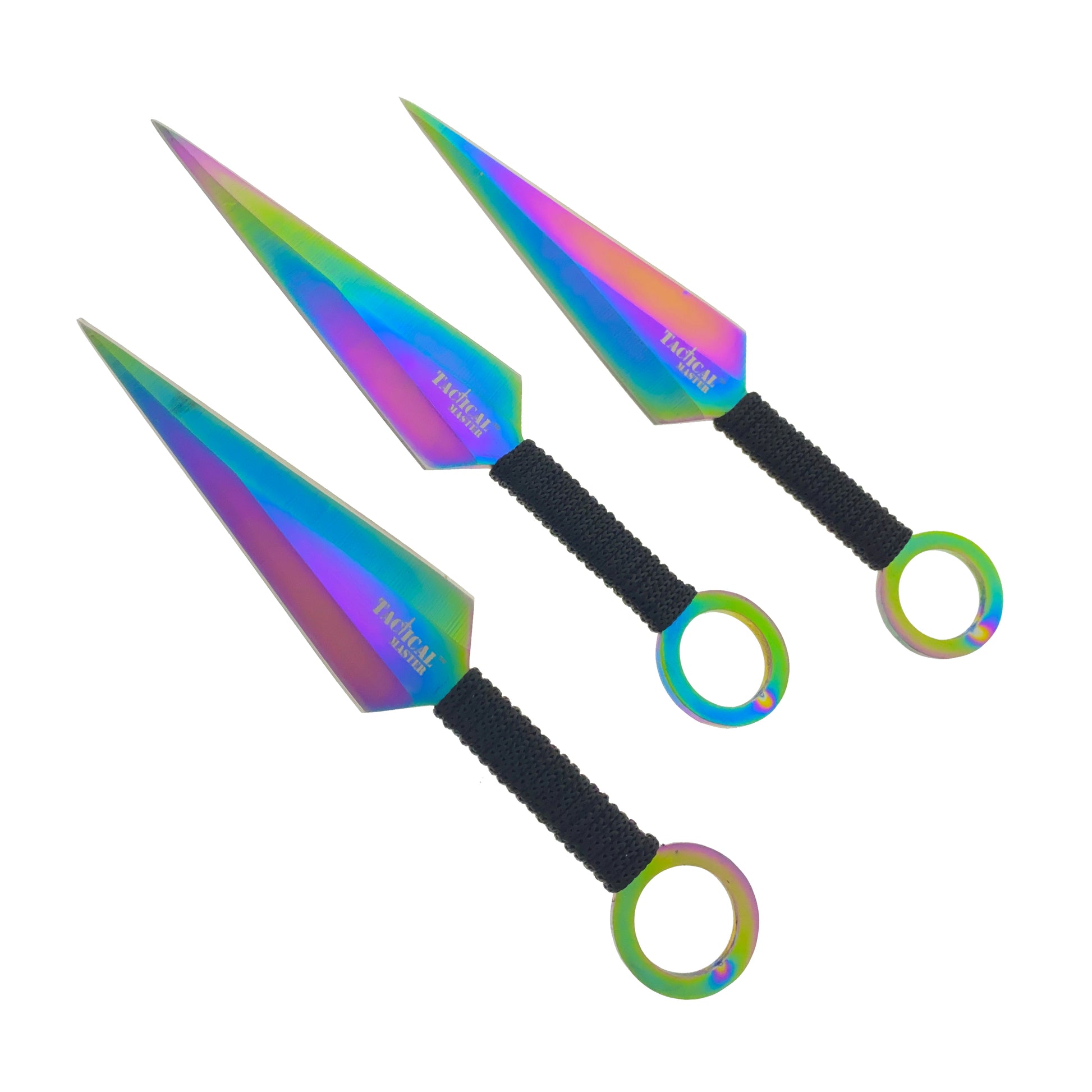 28" Rainbow Machete w 3 Throwing Knives