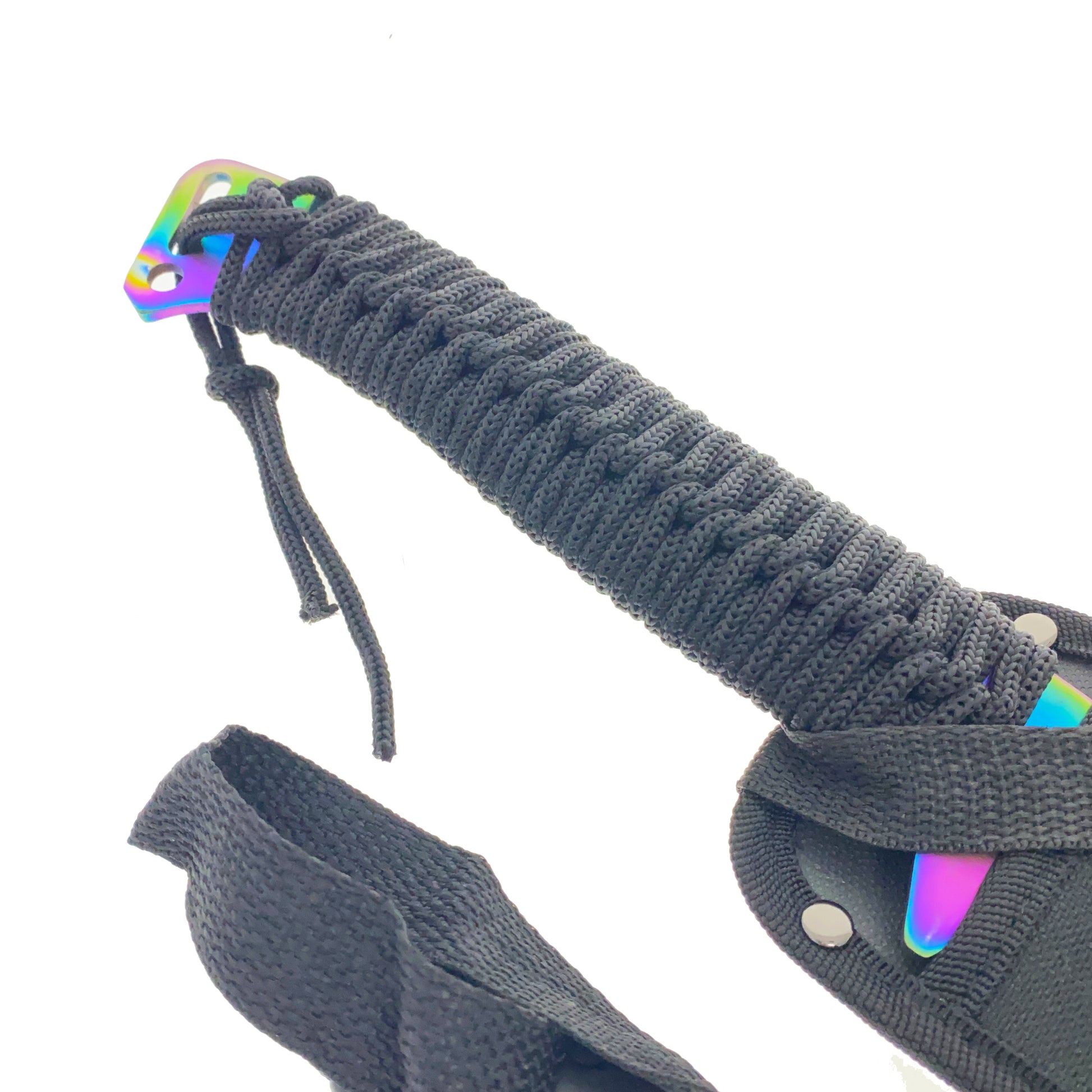 28" Rainbow Machete w 3 Throwing Knives