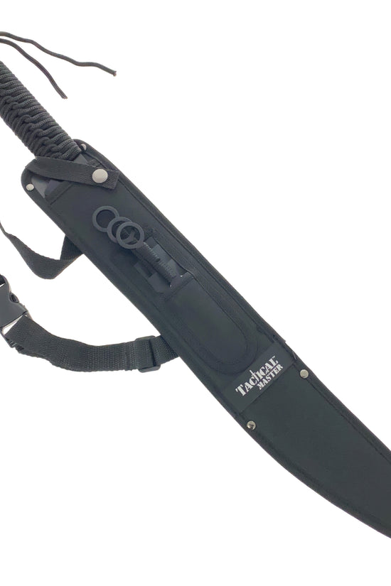 28" Red Machete w 3 Throwing Knives
