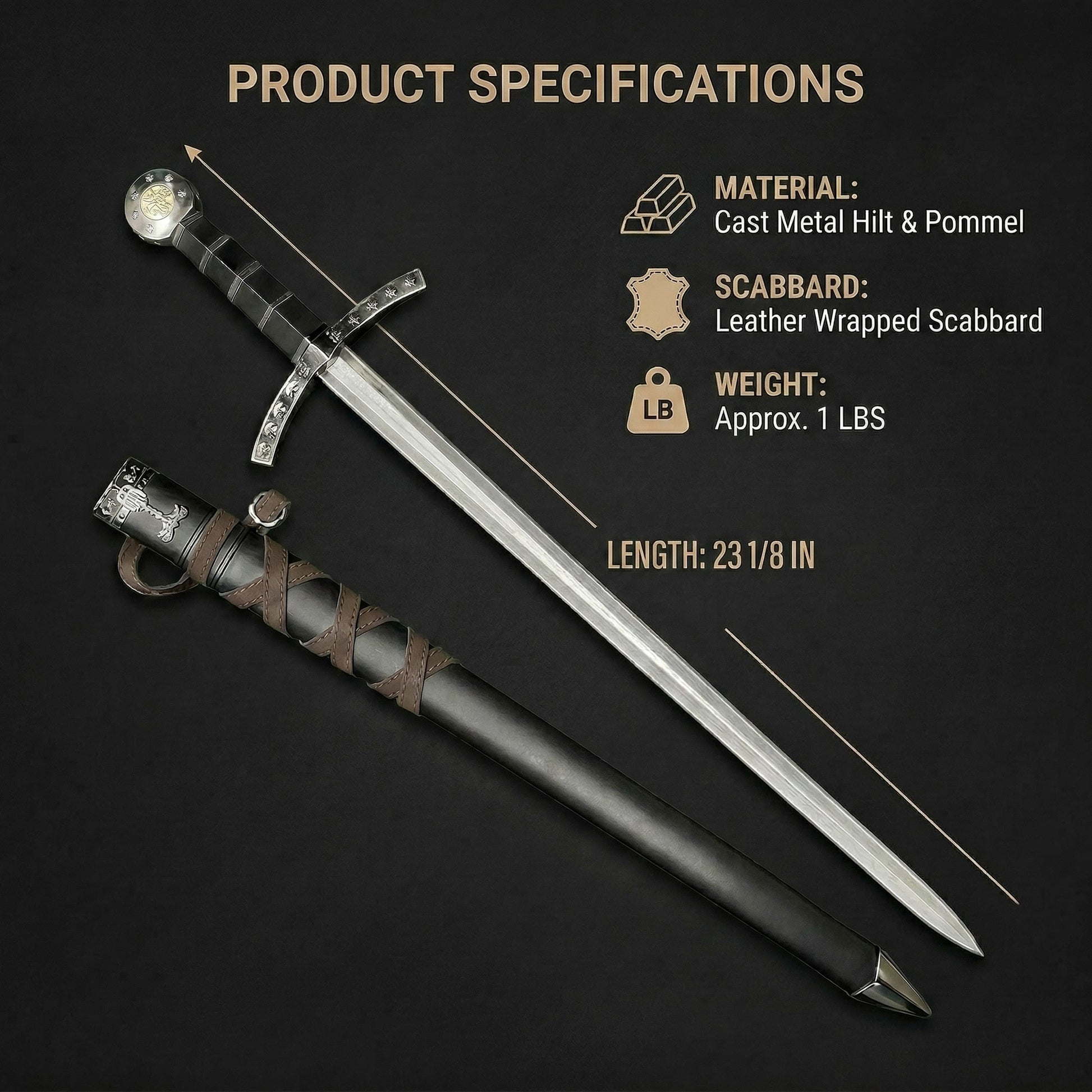 23 1/4" Templar sword