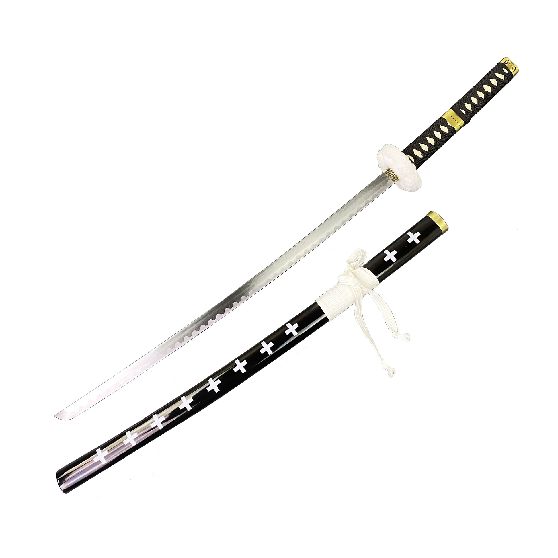 40 1/2" White Feather Tsuba Samurai Sword, Animate