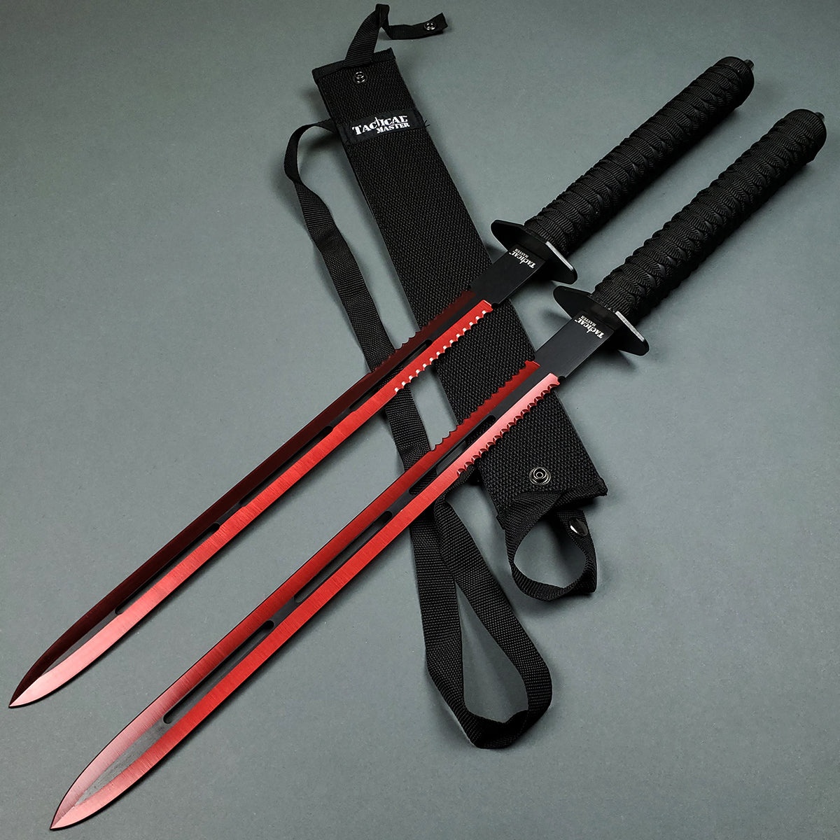 Tactical Master 25" Red Twin Tactical swords (2 sword set)