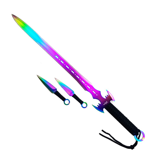 Tactical Rainbow Machete Set w/ Sheath & Darts – Shop Now