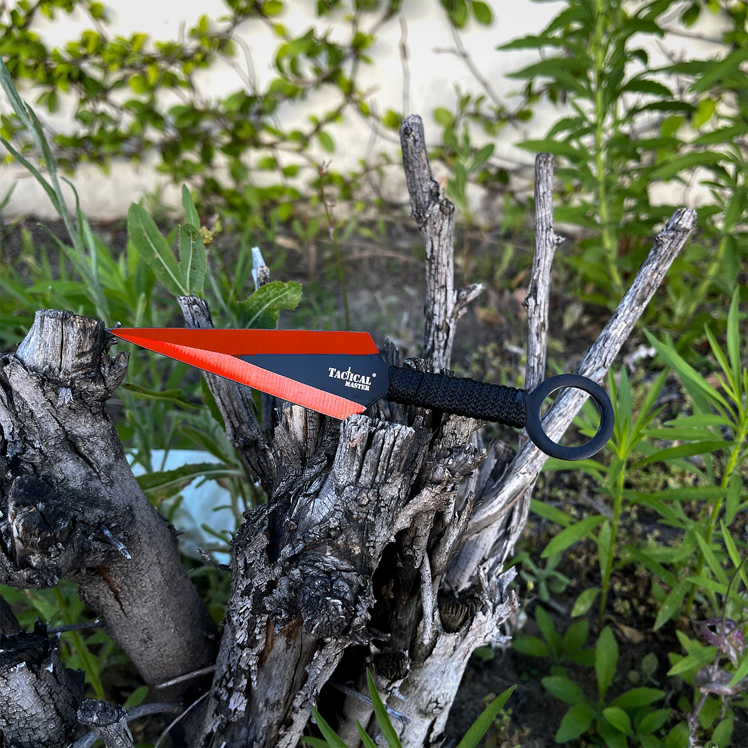 25" Flame Skull Machete-w/throwing knives-Red