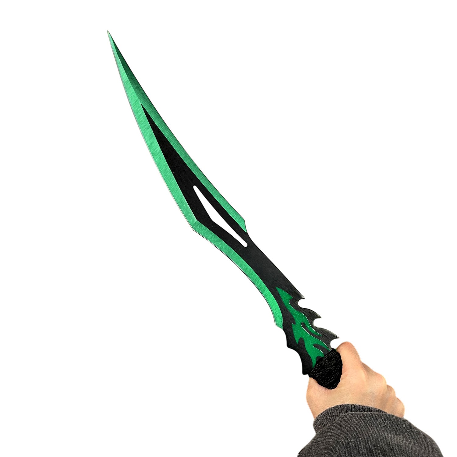 20" Flame Machete w/throwing knives-Green