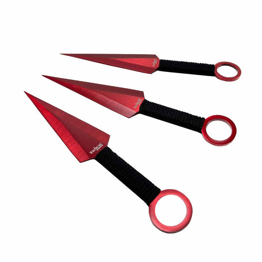 Tactical Master 26" Red Machete w/3 Pcs throwing Knives