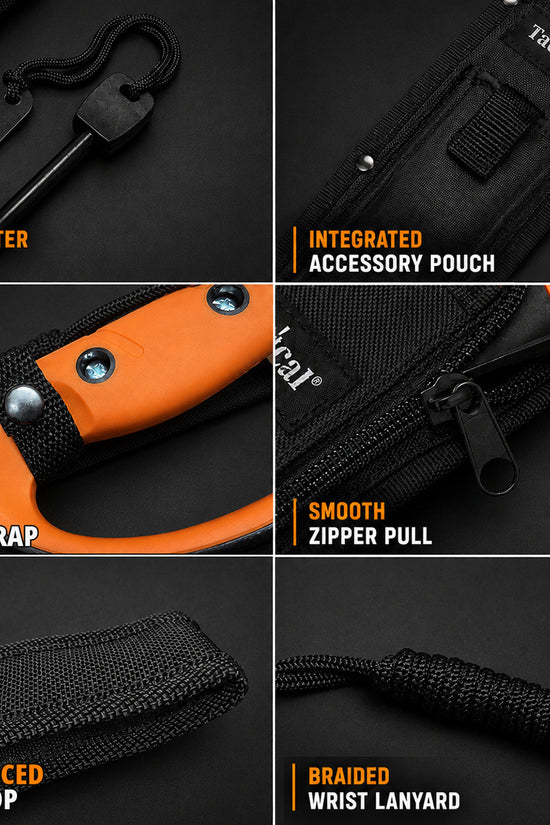Tactical knife sheath features infographic