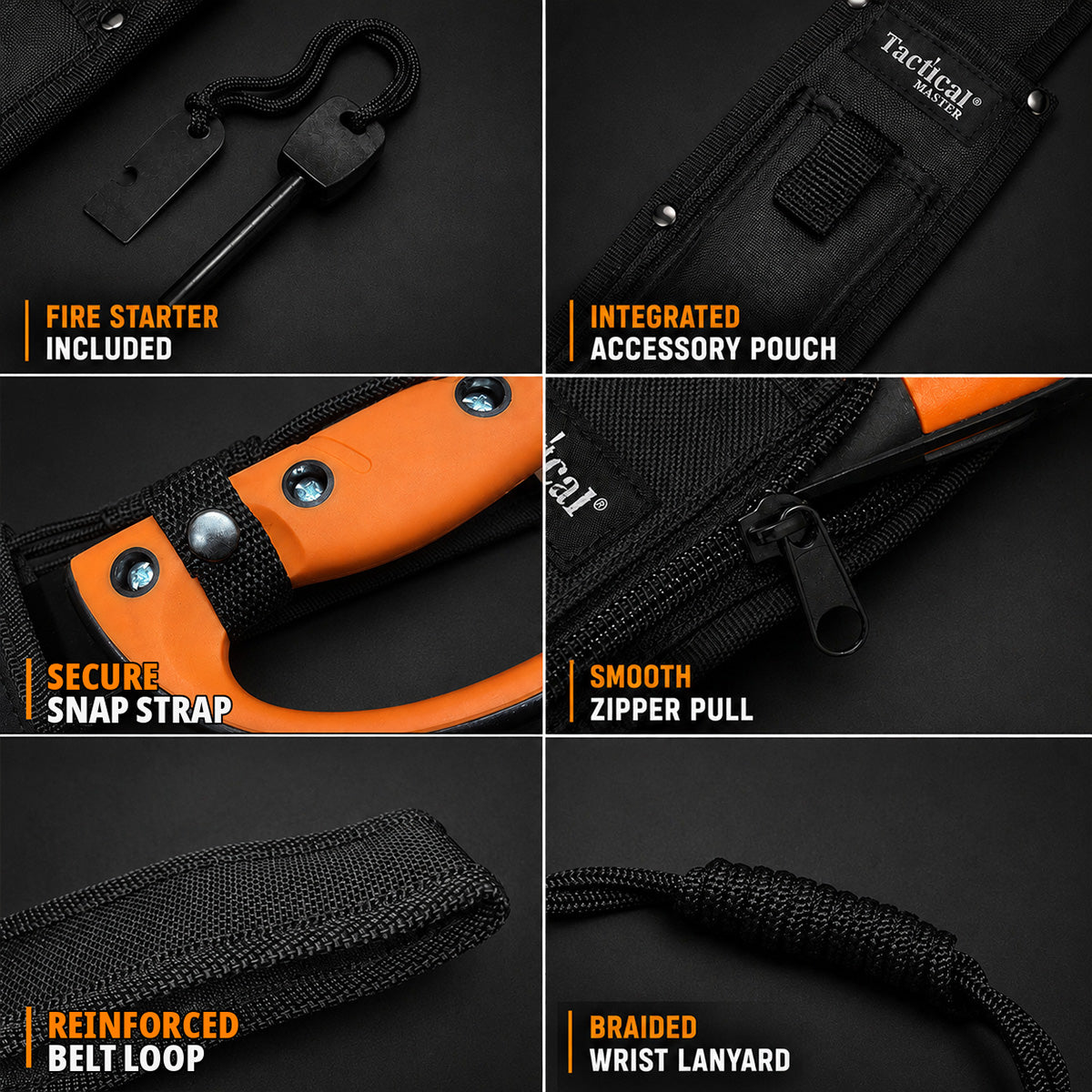 Tactical knife sheath features infographic