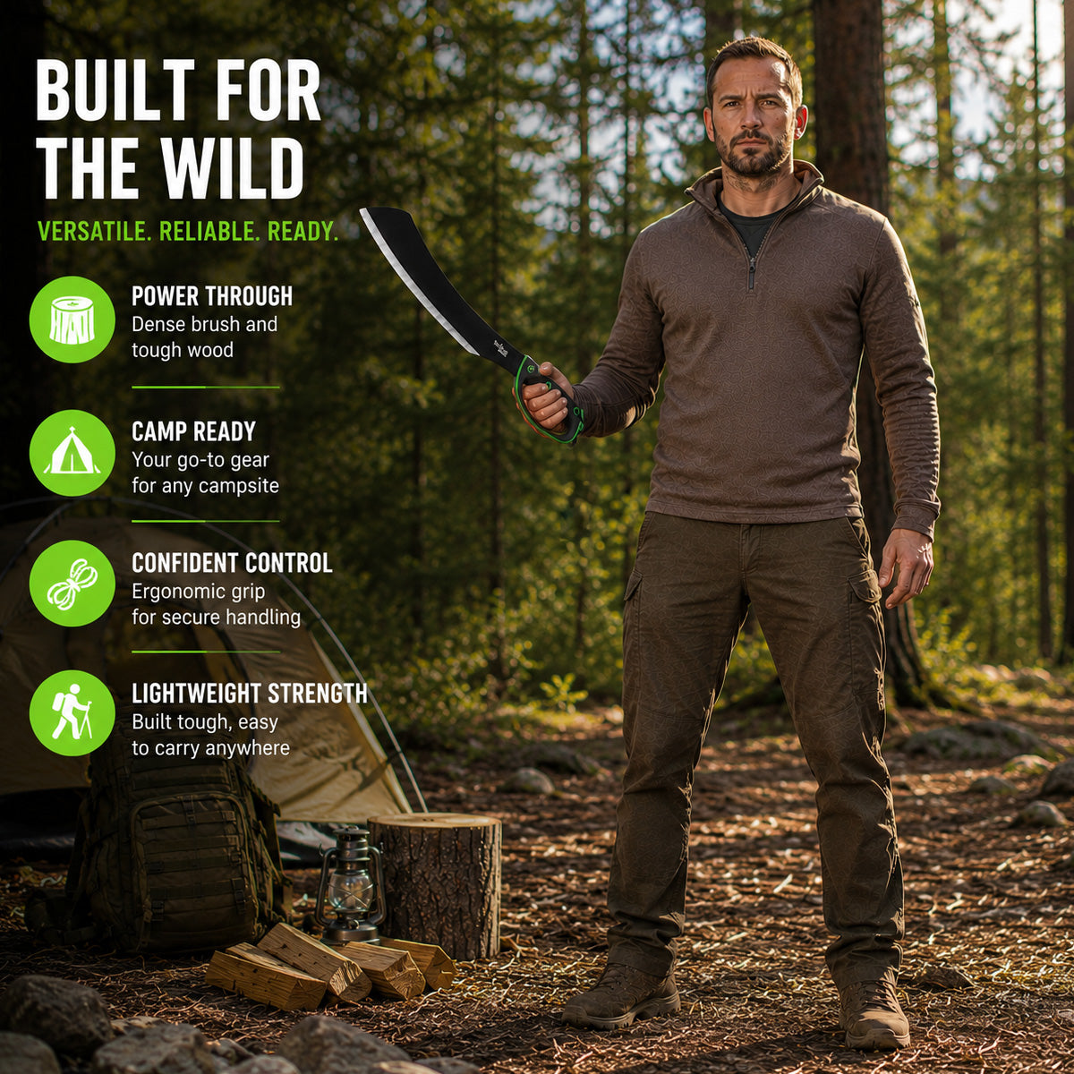 Tactical Master 20" Machete w/ Fire Starter & Sheath included.
