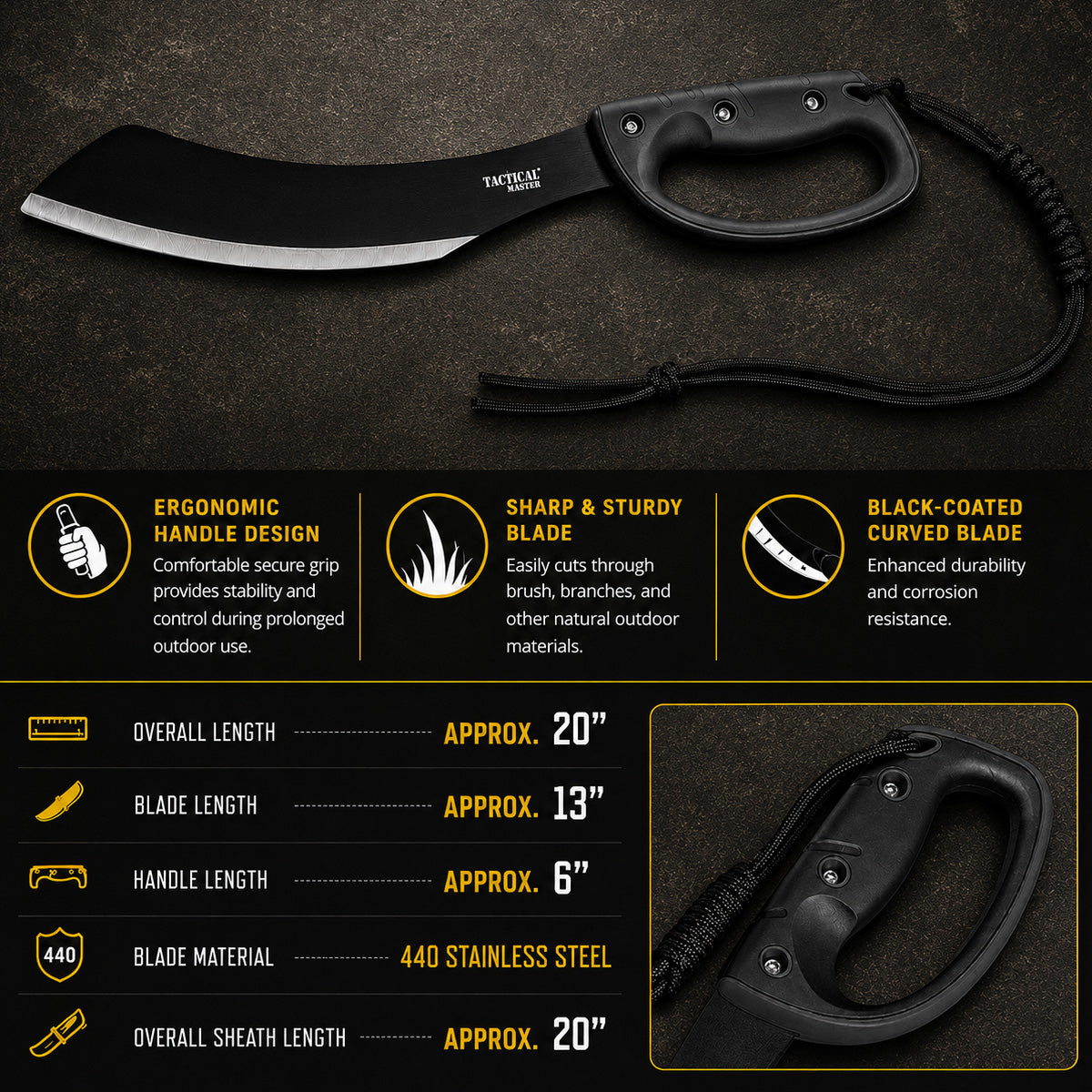 Buy Tactical Machete with Fire Starter for Outdoor Trips