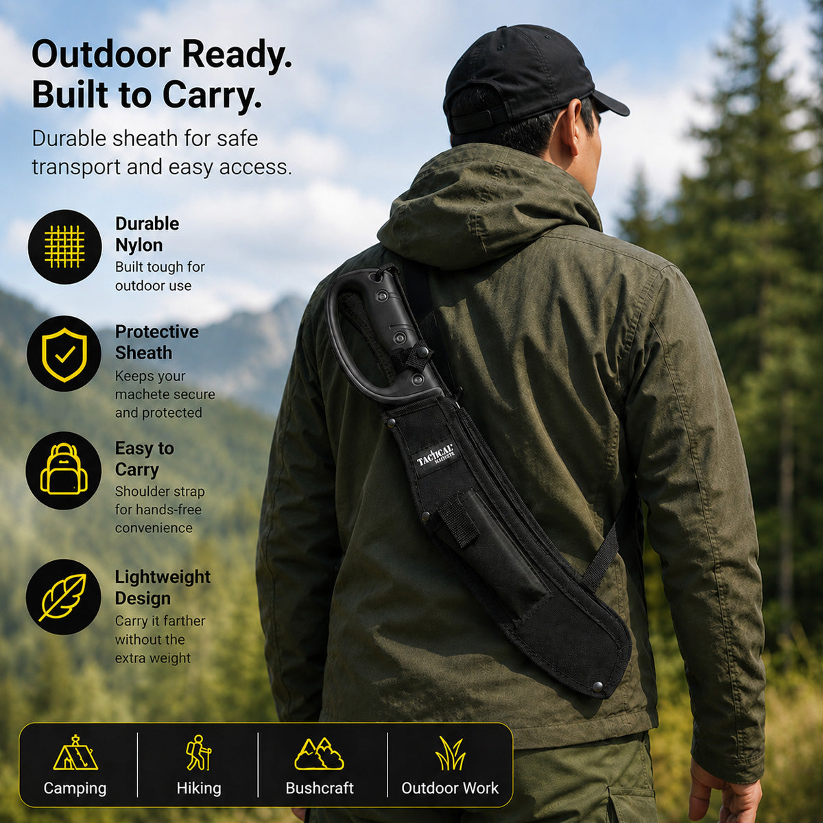 Buy Tactical Machete with Fire Starter for Camping and Hunting Trips