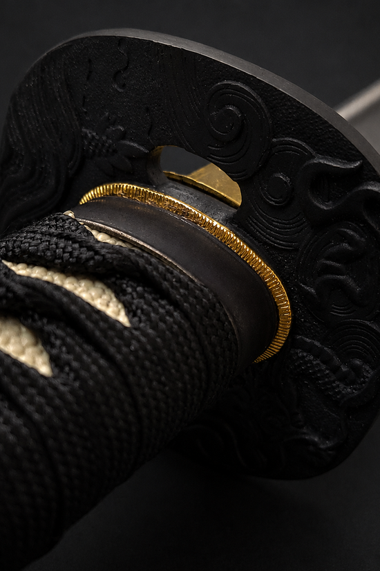 Katana sword handle and textured guard. | Guild Arms